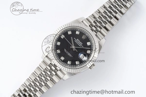 ModernLook Datejust 126334 41mm Jubilee 904L SS SS Black Moissanite Clean VR 1896