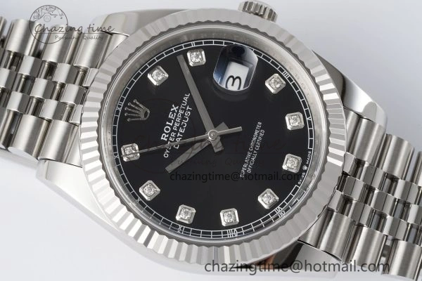 ModernLook Datejust 126334 41mm Jubilee 904L SS SS Black Moissanite Clean VR 1896