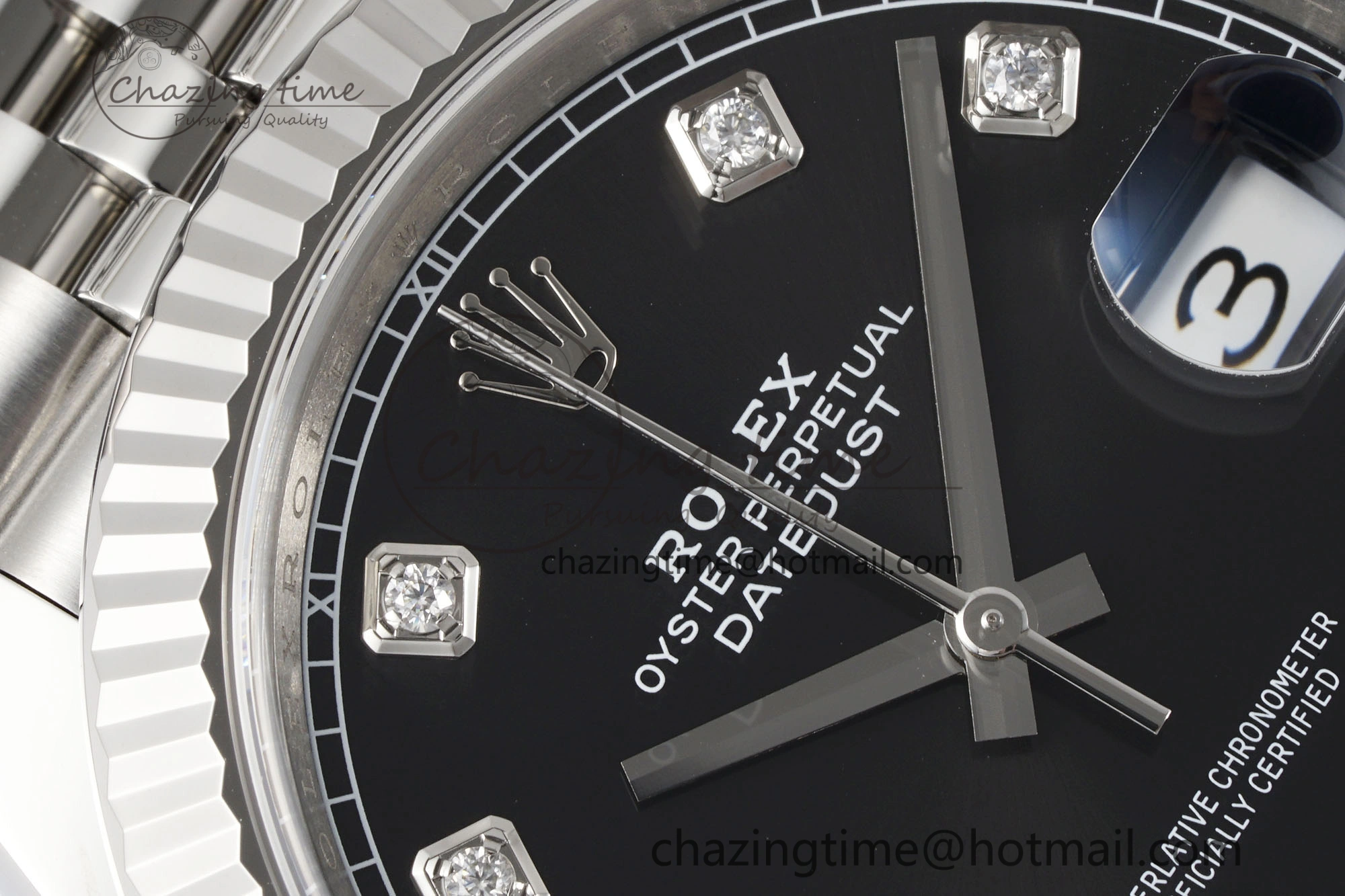 ModernLook Datejust 126334 41mm Jubilee 904L SS SS Black Moissanite Clean VR 1896