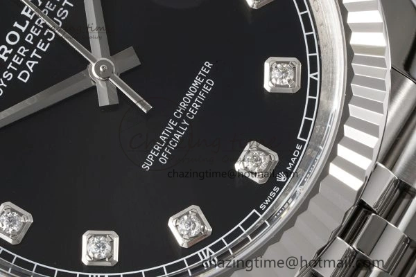 ModernLook Datejust 126334 41mm Jubilee 904L SS SS Black Moissanite Clean VR 1896