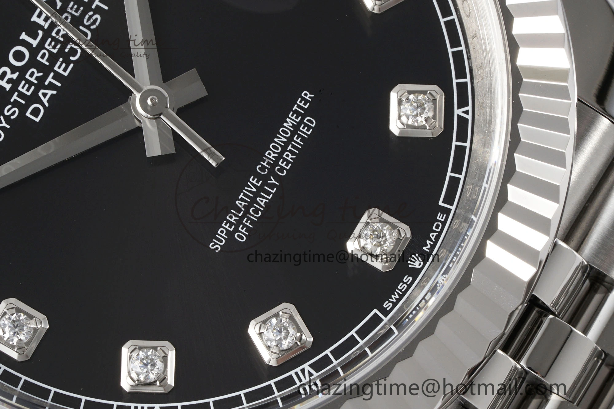 ModernLook Datejust 126334 41mm Jubilee 904L SS SS Black Moissanite Clean VR 1896