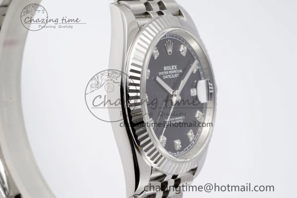 ModernLook Datejust 126334 41mm Jubilee 904L SS SS Black Moissanite Clean VR 1896