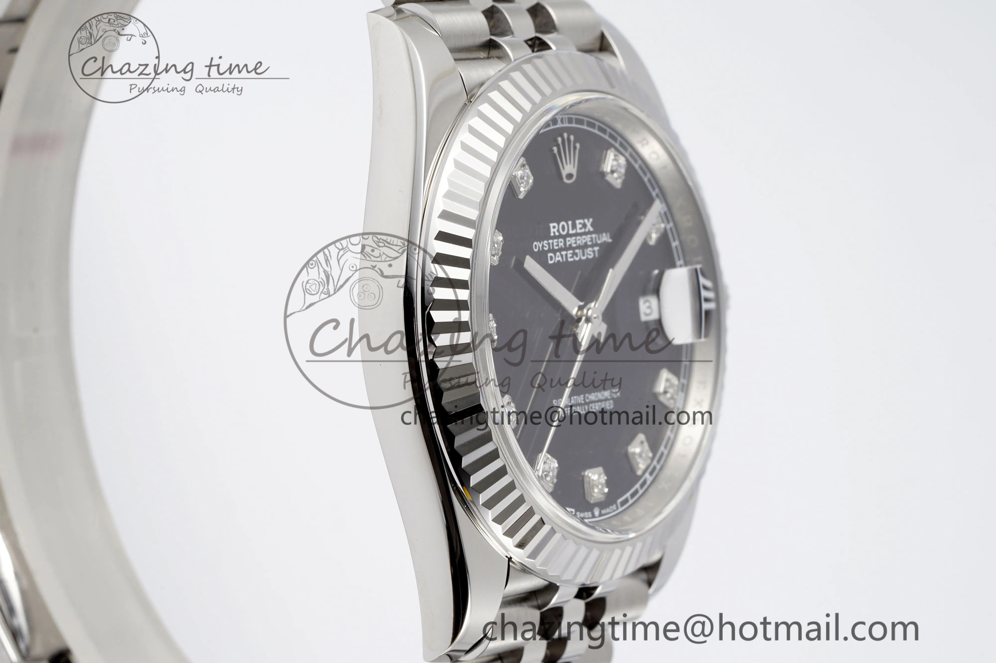 ModernLook Datejust 126334 41mm Jubilee 904L SS SS Black Moissanite Clean VR 1896
