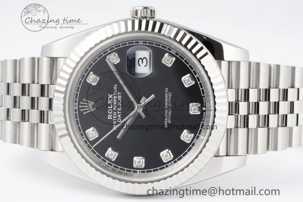 ModernLook Datejust 126334 41mm Jubilee 904L SS SS Black Moissanite Clean VR 1896