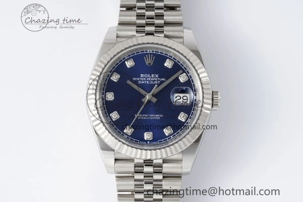 Thermal Datejust 126334 41mm Jubilee 904L SS SS Blue Moissanite Clean VR 1827