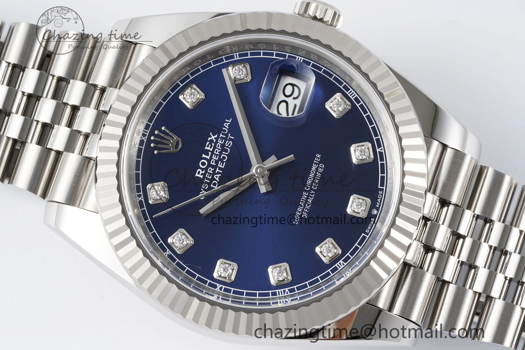 Thermal Datejust 126334 41mm Jubilee 904L SS SS Blue Moissanite Clean VR 1827