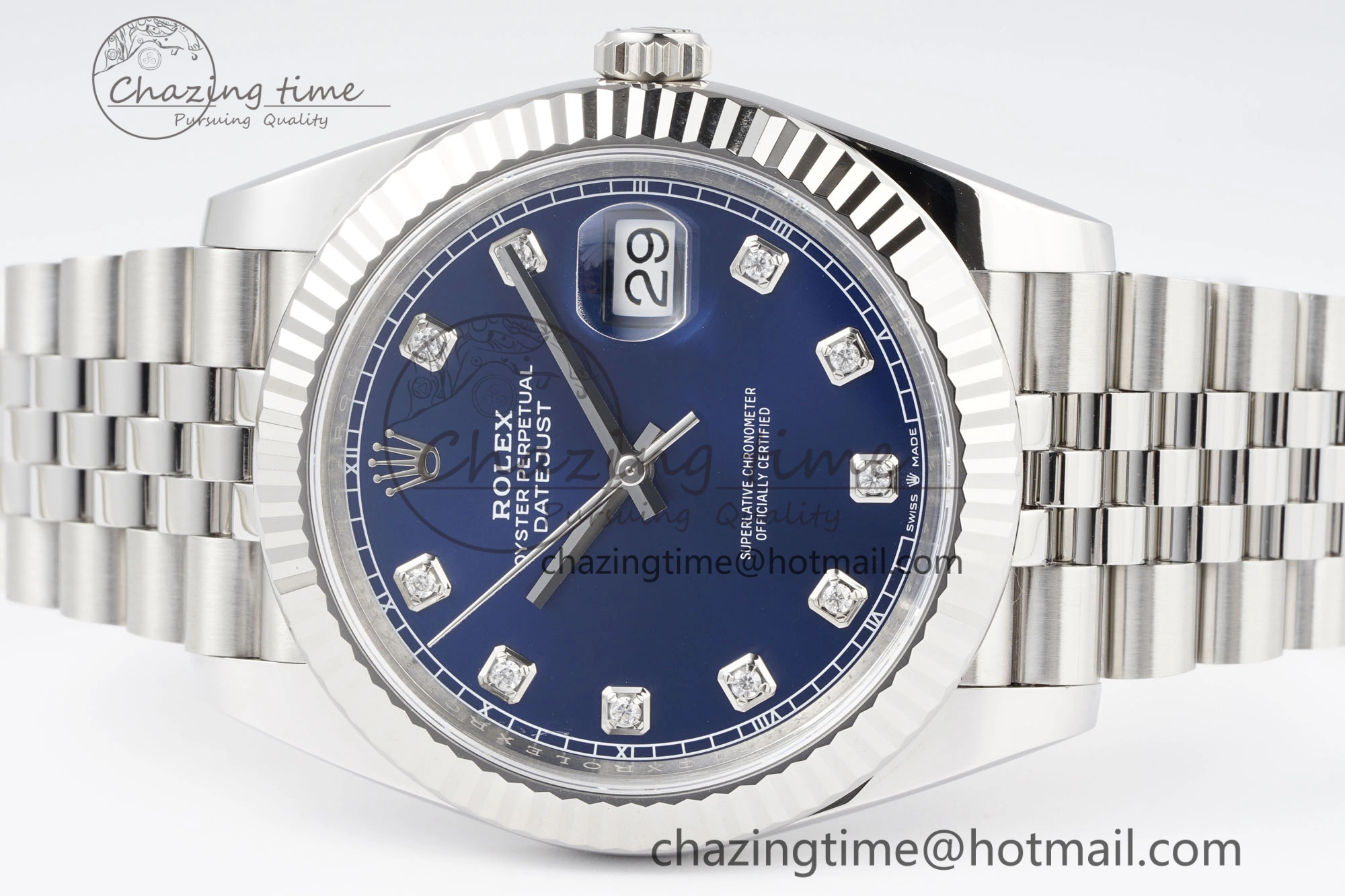 Thermal Datejust 126334 41mm Jubilee 904L SS SS Blue Moissanite Clean VR 1827