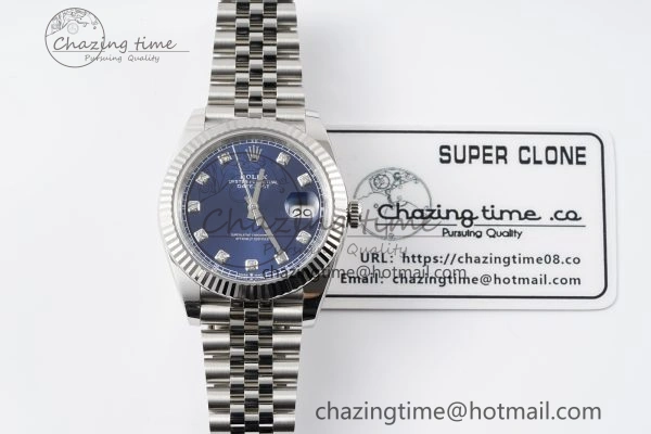 Thermal Datejust 126334 41mm Jubilee 904L SS SS Blue Moissanite Clean VR 1827