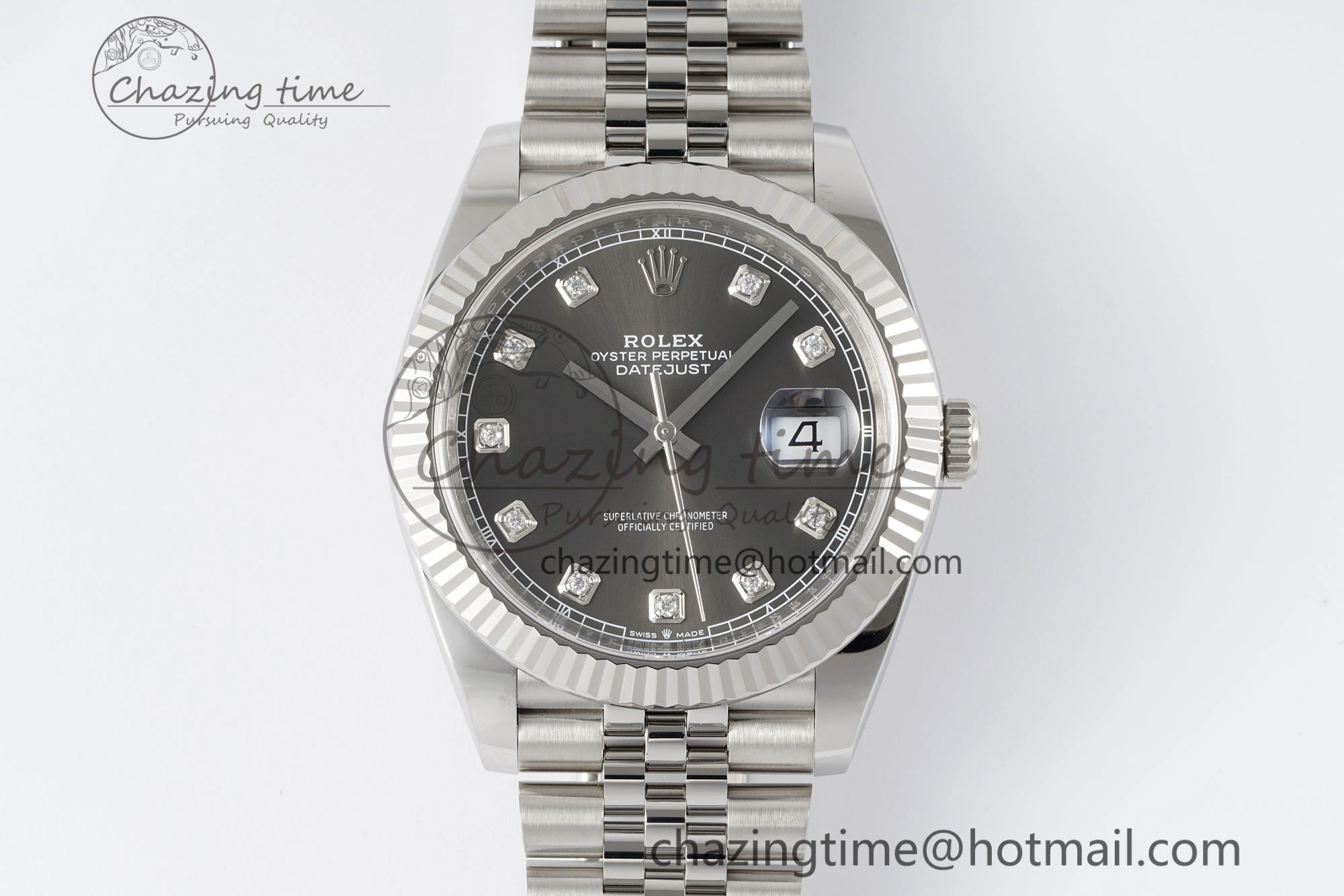 HighPerformance Datejust 126334 41mm Jubilee 904L SS SS Grey Moissanite Clean VR 1835
