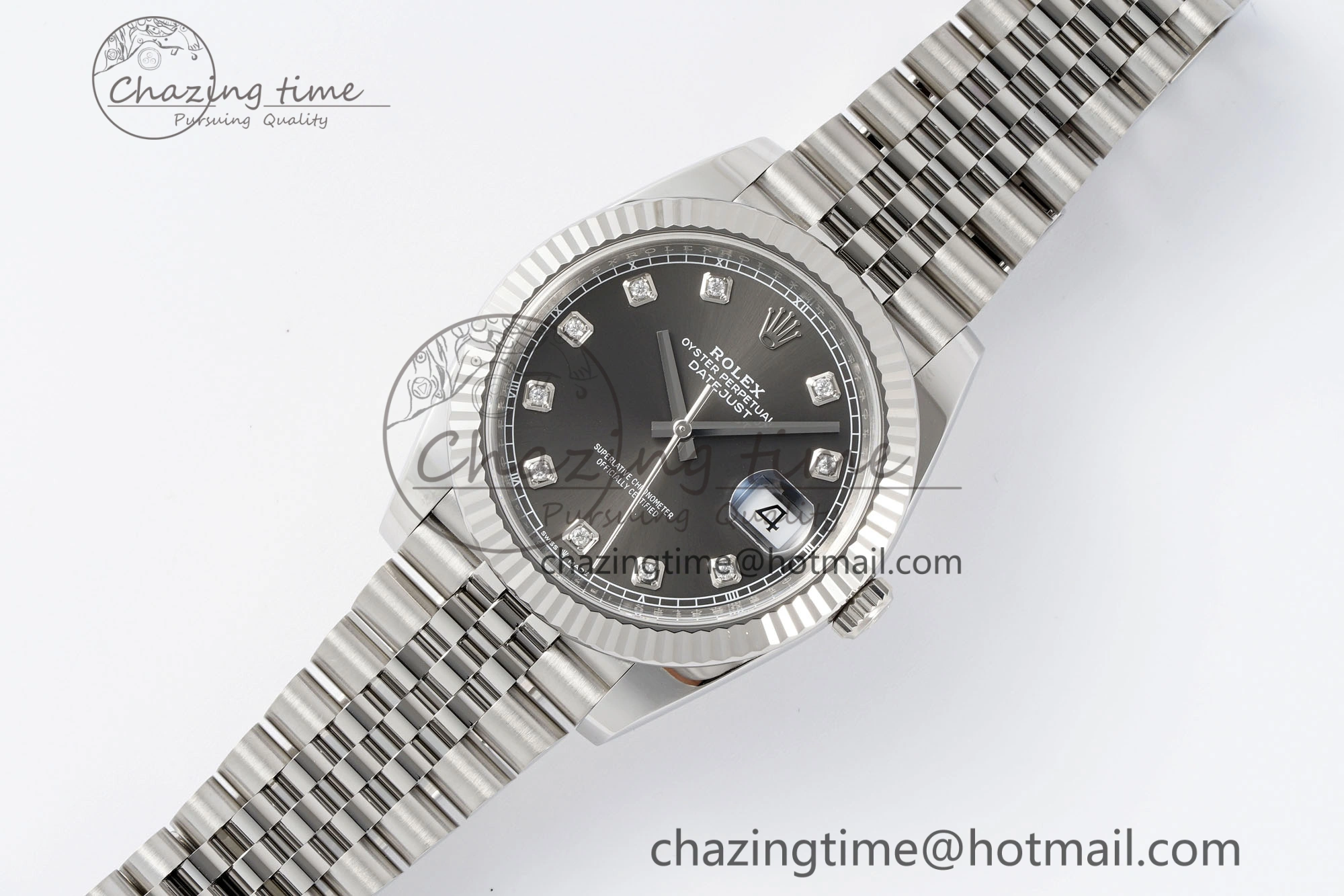 HighPerformance Datejust 126334 41mm Jubilee 904L SS SS Grey Moissanite Clean VR 1835