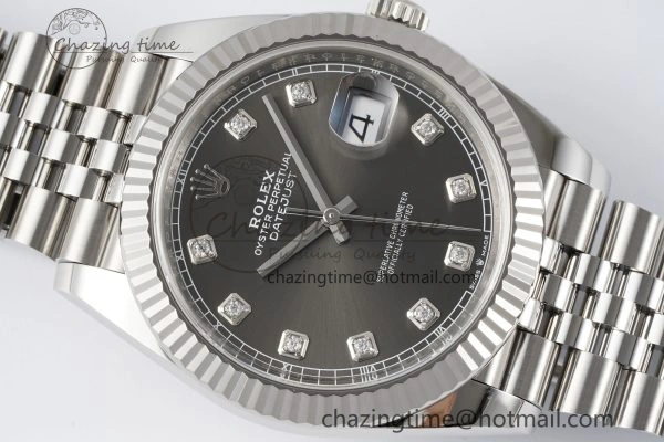 HighPerformance Datejust 126334 41mm Jubilee 904L SS SS Grey Moissanite Clean VR 1835