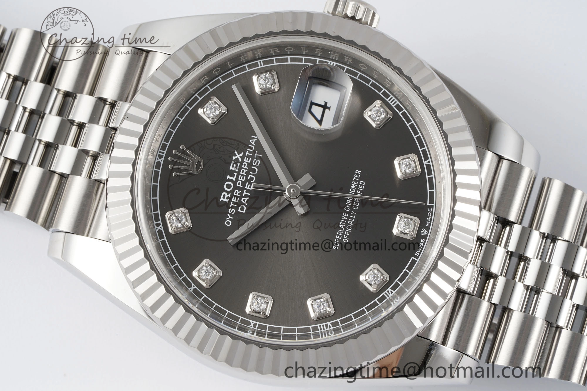 HighPerformance Datejust 126334 41mm Jubilee 904L SS SS Grey Moissanite Clean VR 1835