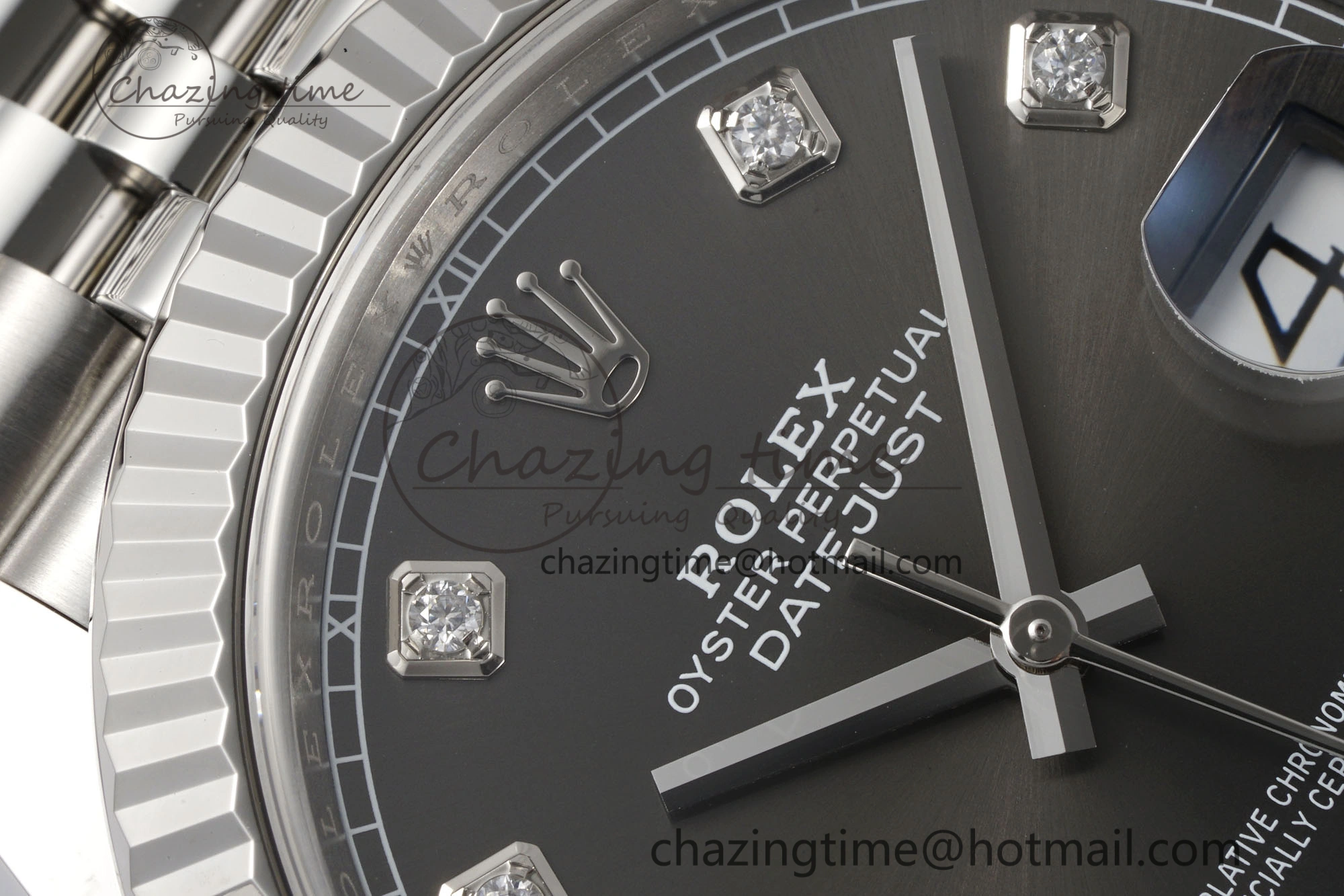 HighPerformance Datejust 126334 41mm Jubilee 904L SS SS Grey Moissanite Clean VR 1835