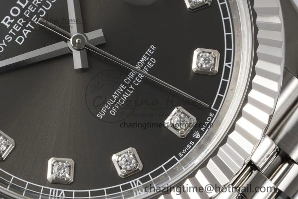 HighPerformance Datejust 126334 41mm Jubilee 904L SS SS Grey Moissanite Clean VR 1835