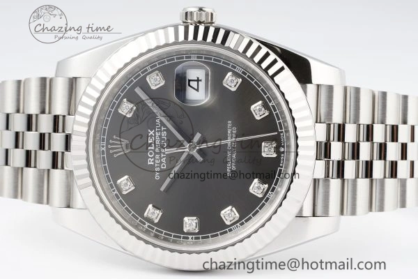HighPerformance Datejust 126334 41mm Jubilee 904L SS SS Grey Moissanite Clean VR 1835