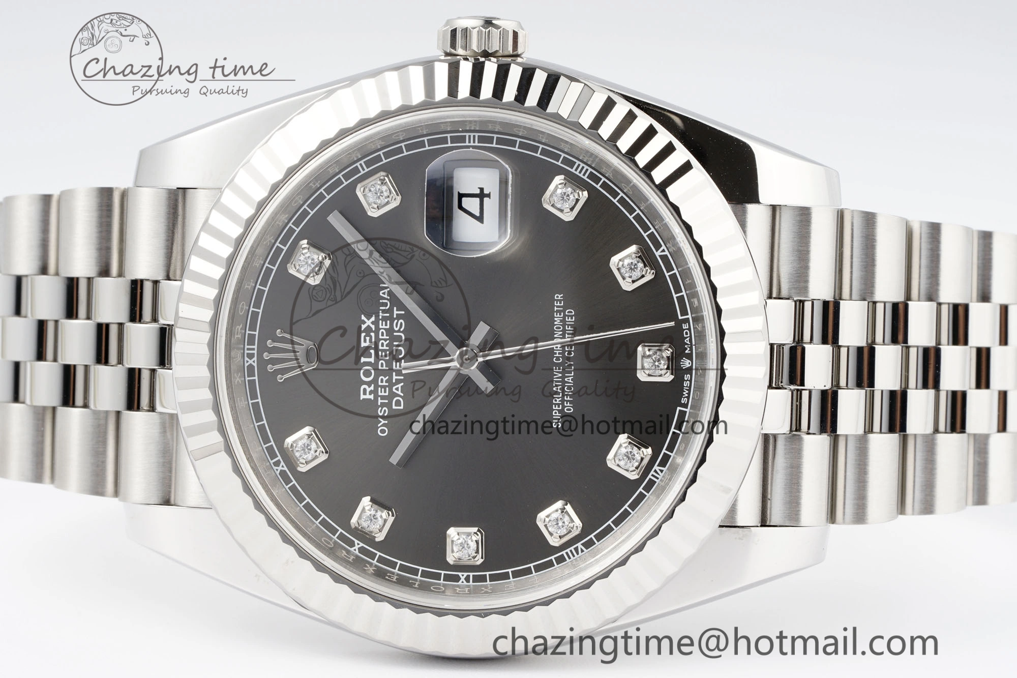 HighPerformance Datejust 126334 41mm Jubilee 904L SS SS Grey Moissanite Clean VR 1835