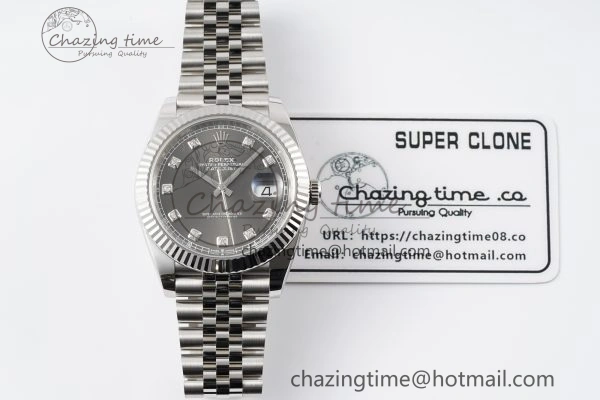 HighPerformance Datejust 126334 41mm Jubilee 904L SS SS Grey Moissanite Clean VR 1835
