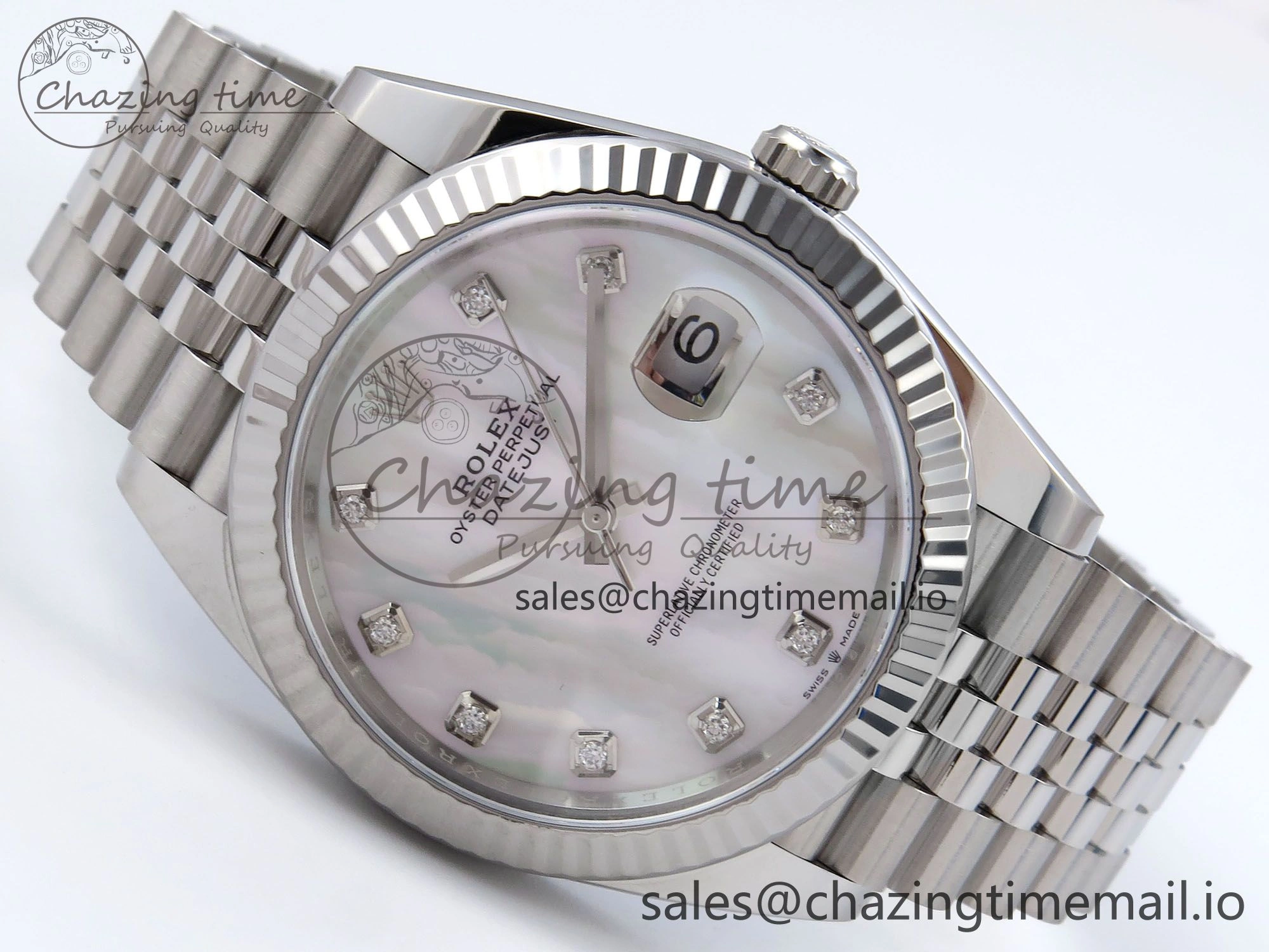 Datejust 126334 41mm SS Clean 1:1 Best Edition White Pearl Moissanite Dial on SS Jubilee Bracelet VR Compact 898