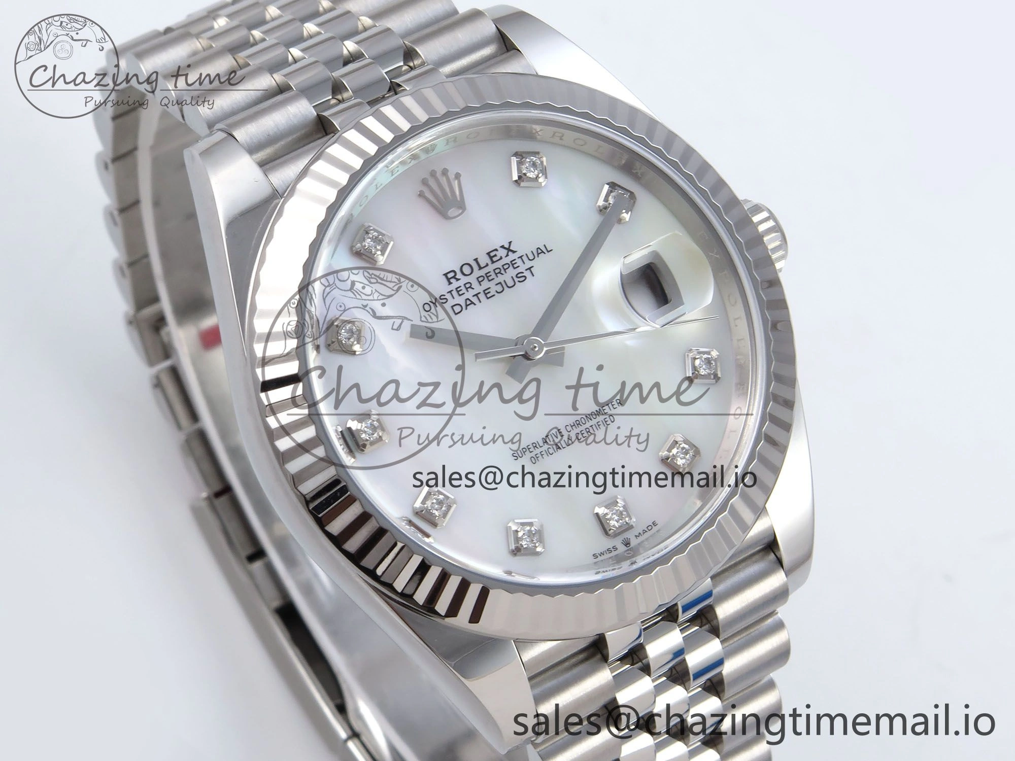 Datejust 126334 41mm SS Clean 1:1 Best Edition White Pearl Moissanite Dial on SS Jubilee Bracelet VR Compact 898