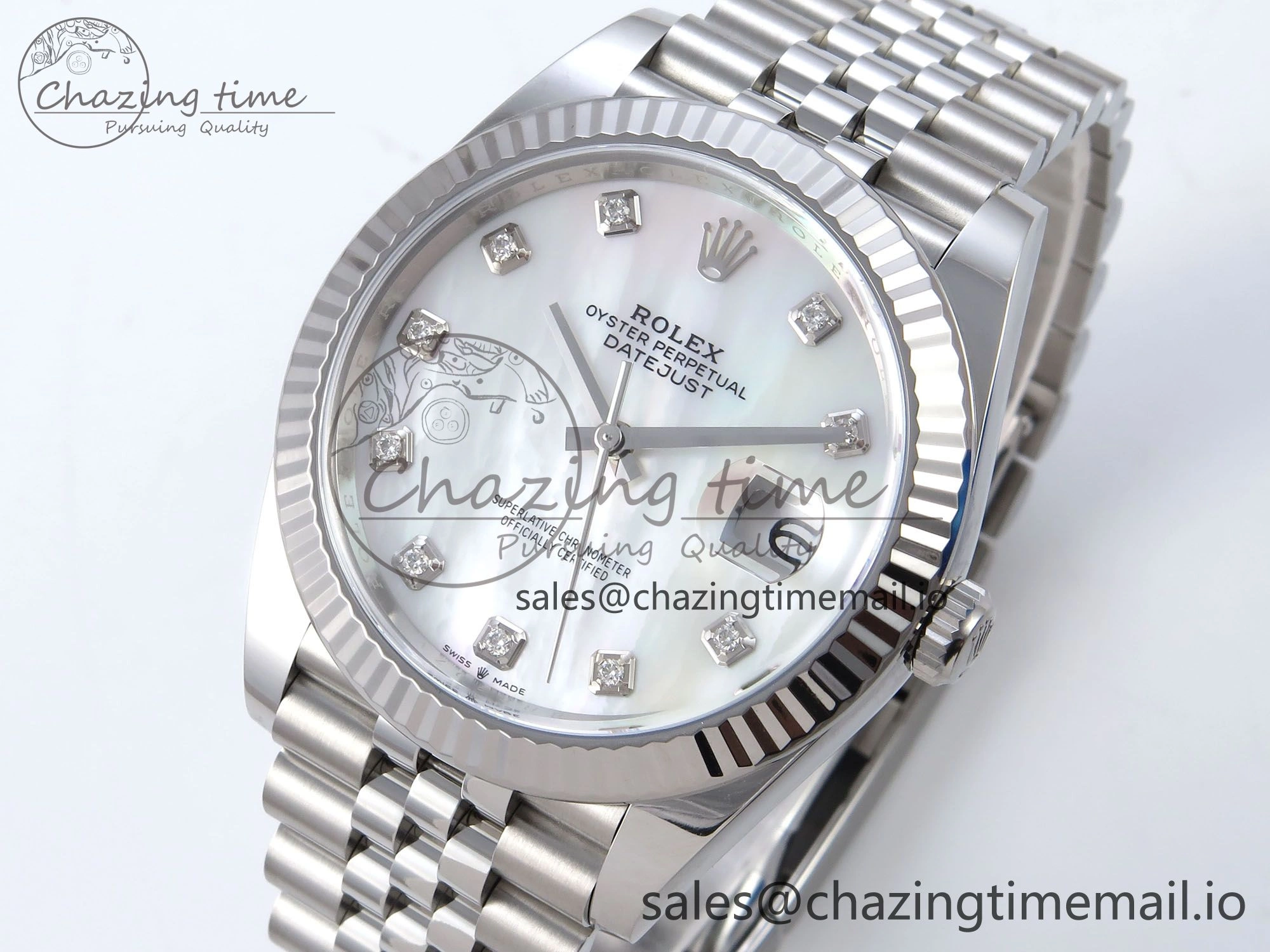 Datejust 126334 41mm SS Clean 1:1 Best Edition White Pearl Moissanite Dial on SS Jubilee Bracelet VR Compact 898