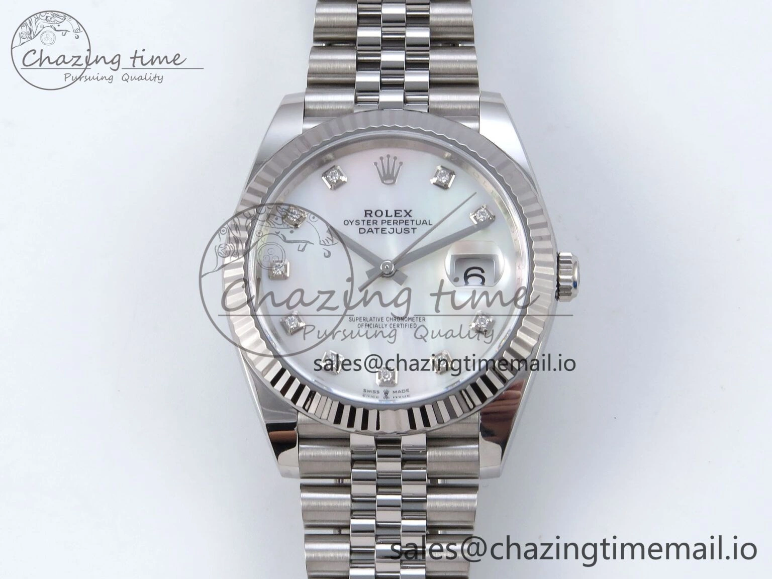 Datejust 126334 41mm SS Clean 1:1 Best Edition White Pearl Moissanite Dial on SS Jubilee Bracelet VR Compact 898
