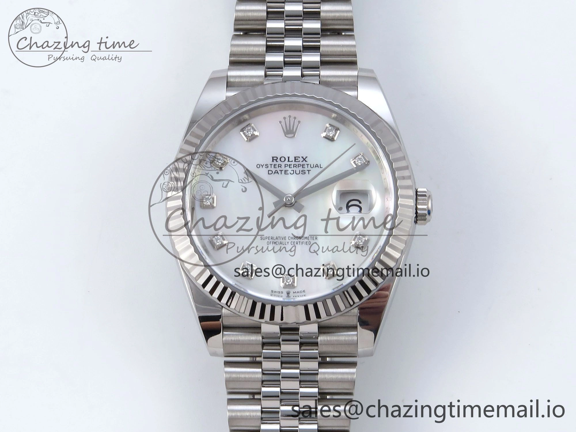 Datejust 126334 41mm SS Clean 1:1 Best Edition White Pearl Moissanite Dial on SS Jubilee Bracelet VR Compact 898