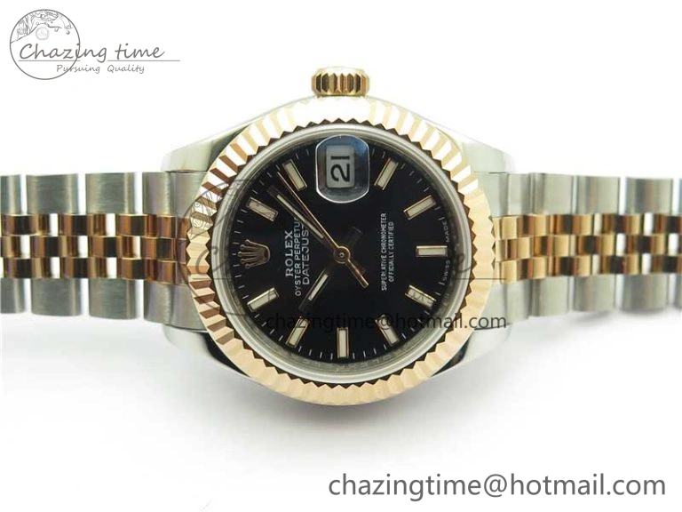 WaterResistant Datejust 28mm 279173 SS RG BP Maker Best Edition Black Dial on SS RG Jubilee Bracelet ETA 2580