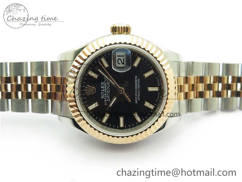 WaterResistant Datejust 28mm 279173 SS RG BP Maker Best Edition Black Dial on SS RG Jubilee Bracelet ETA 2580