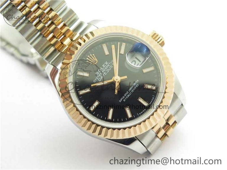 WaterResistant Datejust 28mm 279173 SS RG BP Maker Best Edition Black Dial on SS RG Jubilee Bracelet ETA 2580