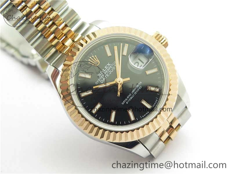 WaterResistant Datejust 28mm 279173 SS RG BP Maker Best Edition Black Dial on SS RG Jubilee Bracelet ETA 2580