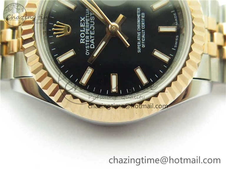 WaterResistant Datejust 28mm 279173 SS RG BP Maker Best Edition Black Dial on SS RG Jubilee Bracelet ETA 2580
