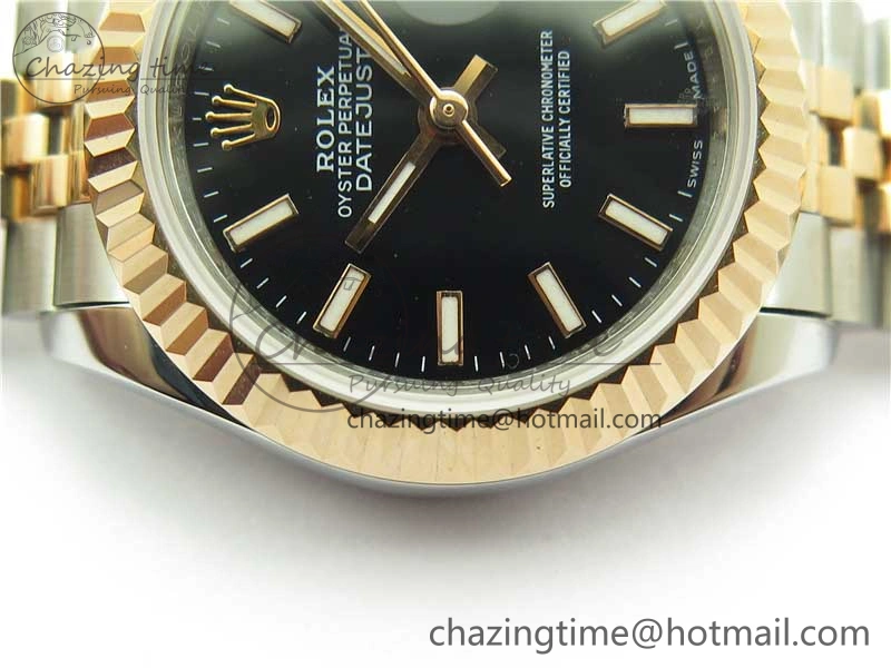 WaterResistant Datejust 28mm 279173 SS RG BP Maker Best Edition Black Dial on SS RG Jubilee Bracelet ETA 2580