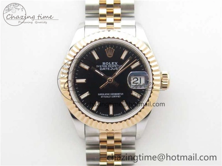 WaterResistant Datejust 28mm 279173 SS RG BP Maker Best Edition Black Dial on SS RG Jubilee Bracelet ETA 2580