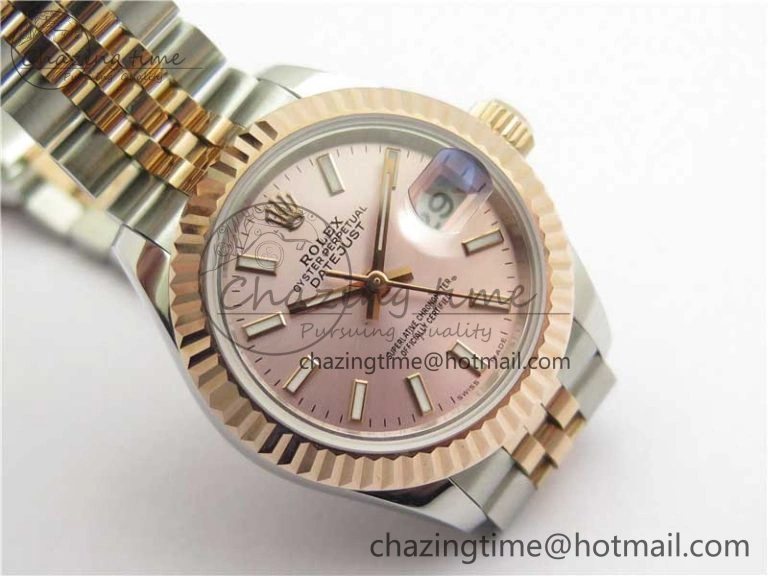 FreshLook Datejust 28mm 279173 SS RG BP Maker Best Edition Pink Dial on SS RG Jubilee Bracelet ETA 2583
