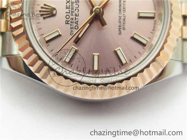 FreshLook Datejust 28mm 279173 SS RG BP Maker Best Edition Pink Dial on SS RG Jubilee Bracelet ETA 2583