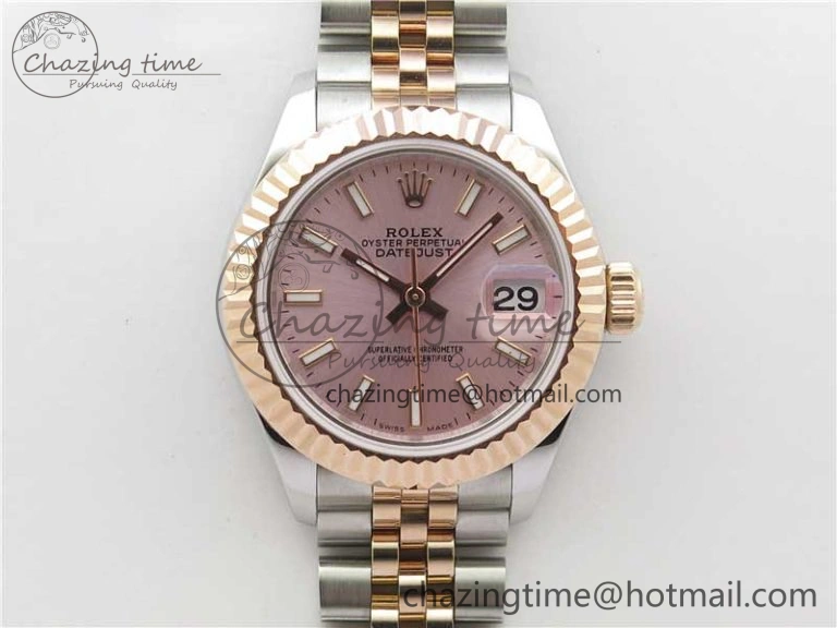 UrbanChic Datejust 28mm 279173 SS RG BP Maker Best Edition Pink Dial on SS RG Jubilee Bracelet ETA 10306