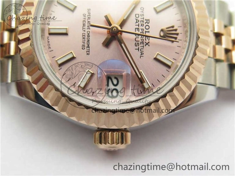 FreshLook Datejust 28mm 279173 SS RG BP Maker Best Edition Pink Dial on SS RG Jubilee Bracelet ETA 2583