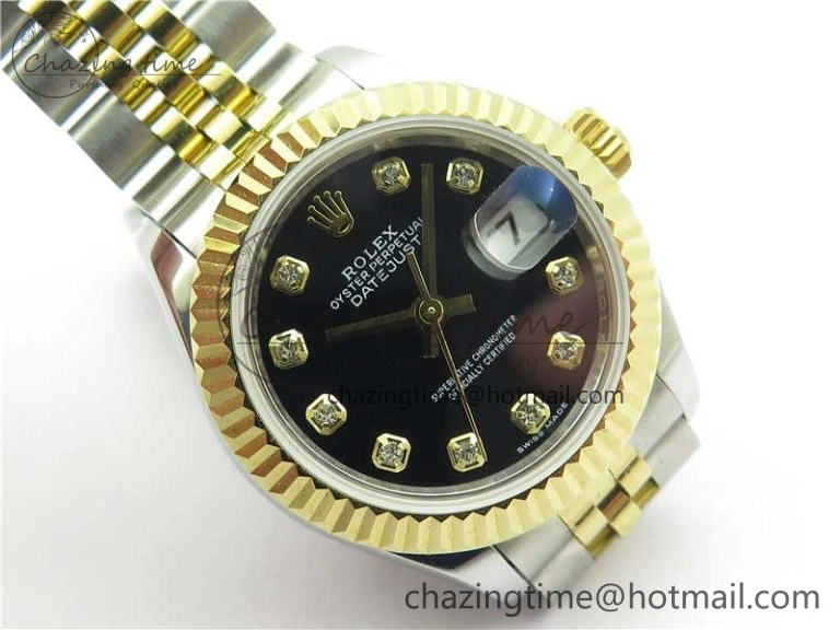 Functional Datejust 28mm 279173 SS YG BP Maker Best Edition Black Crystal Dial on SS YG Jubilee Bracelet ETA 2558
