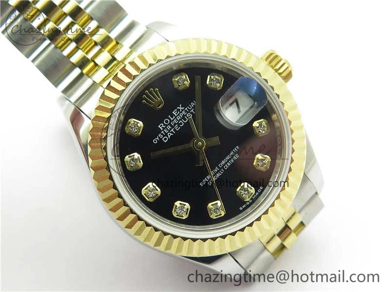 Functional Datejust 28mm 279173 SS YG BP Maker Best Edition Black Crystal Dial on SS YG Jubilee Bracelet ETA 2558