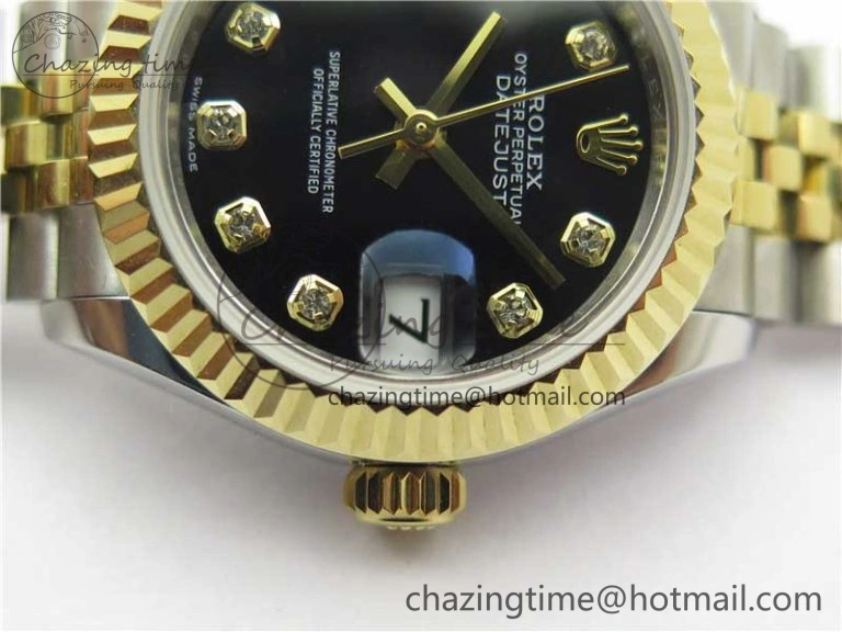 Functional Datejust 28mm 279173 SS YG BP Maker Best Edition Black Crystal Dial on SS YG Jubilee Bracelet ETA 2558