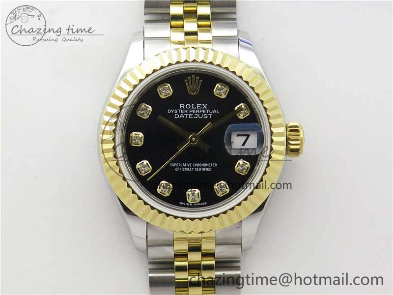 Functional Datejust 28mm 279173 SS YG BP Maker Best Edition Black Crystal Dial on SS YG Jubilee Bracelet ETA 2558