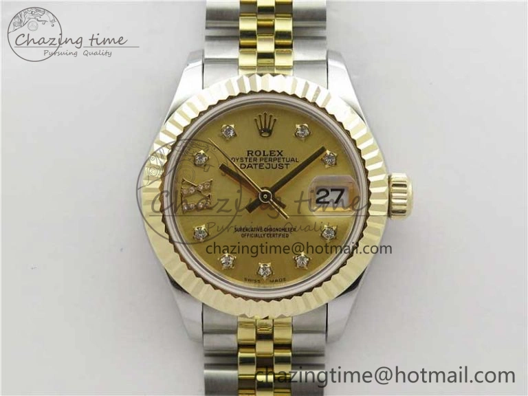 Datejust 28mm 279173 SS YG BP Maker Best Edition Gold Crystal Dial on SS YG Jubilee Bracelet ETA Affordable 2555