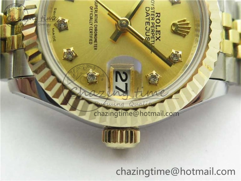 Chic Datejust 28mm 279173 SS YG BP Maker Best Edition Gold Crystal Dial on SS YG Jubilee Bracelet ETA 10295