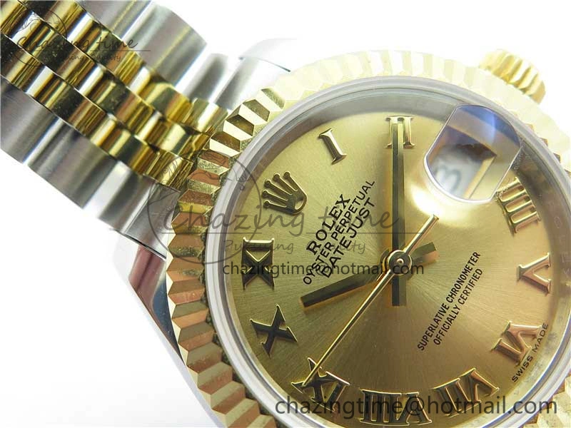 SmoothTexture Datejust 28mm 279173 SS YG BP Maker Best Edition Gold Roman Markers Dial on SS YG Jubilee Bracelet ETA 10296