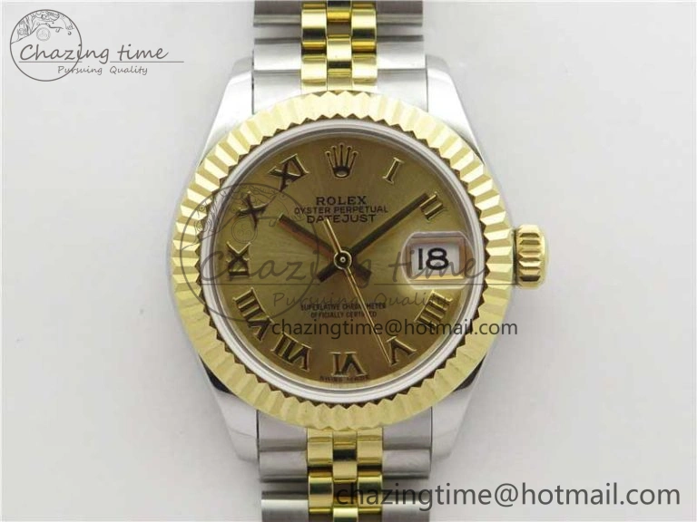 SmoothTexture Datejust 28mm 279173 SS YG BP Maker Best Edition Gold Roman Markers Dial on SS YG Jubilee Bracelet ETA 10296