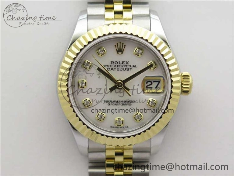 ZeroBulk Datejust 28mm 279173 SS YG BP Maker Best Edition White MOP Crystal Dial on SS YG Jubilee Bracelet ETA 10299