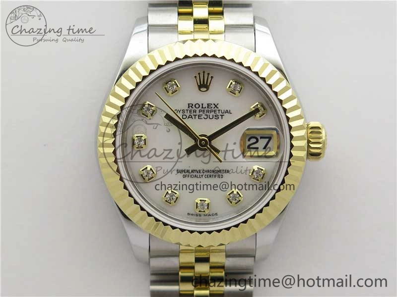 MultiPurpose Datejust 28mm 279173 SS YG BP Maker Best Edition White MOP Crystal Dial on SS YG Jubilee Bracelet ETA 2560