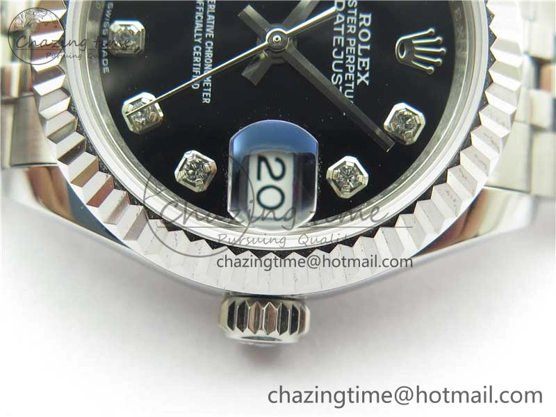 WaterResistant Datejust 28mm 279174 SS BP Maker Best Edition Black Crystal Dial on SS Jubilee Bracelet ETA 10322