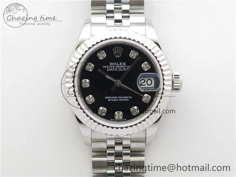 WaterResistant Datejust 28mm 279174 SS BP Maker Best Edition Black Crystal Dial on SS Jubilee Bracelet ETA 10322
