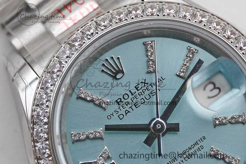 Sophisticated Datejust 28mm 279179 SS Crystals TWF Best Edition Blue Dial Star Crystals Markers on SS Oyster Bracelet NH 10193